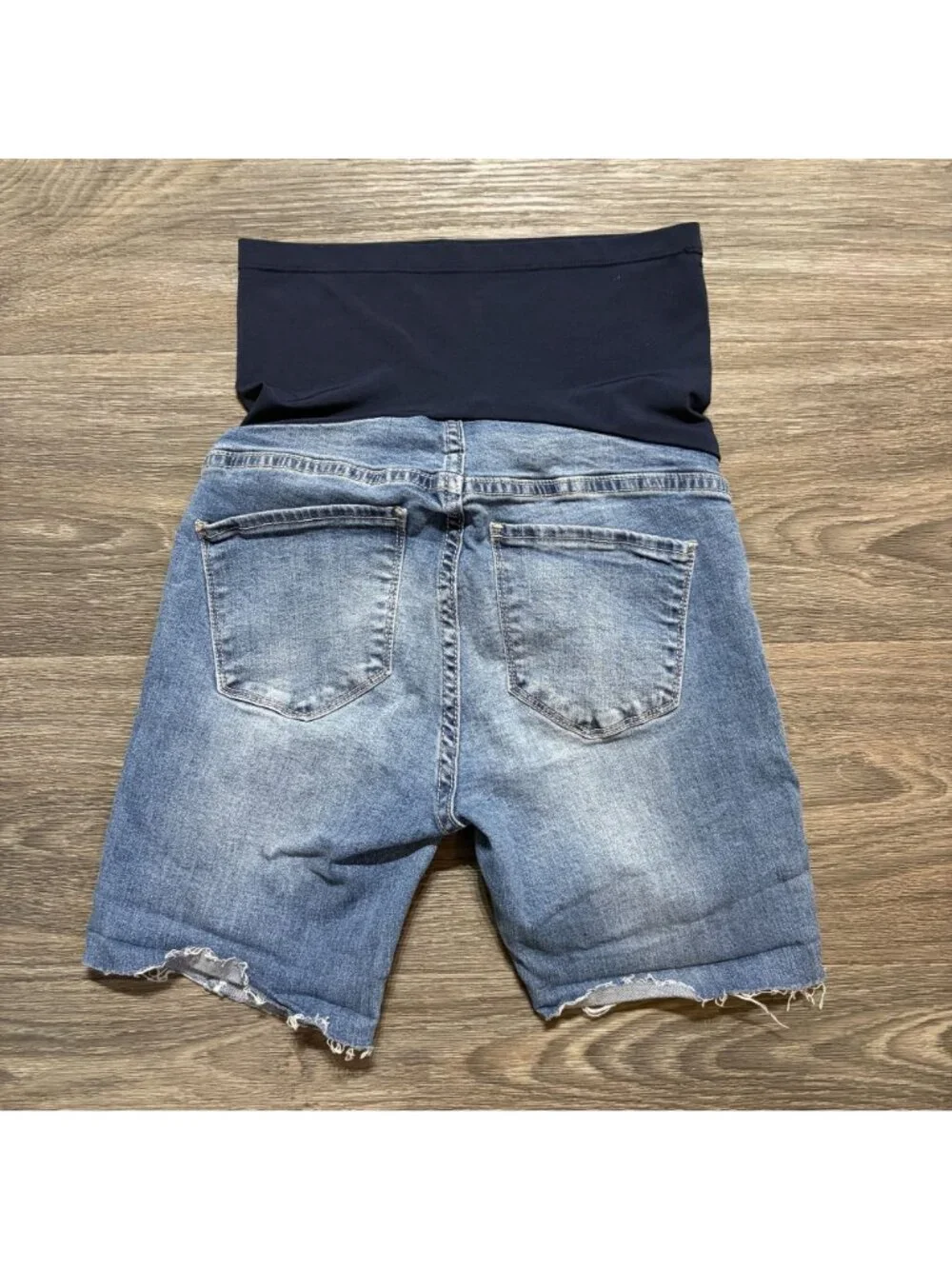 Song Maternity Denim Jean Shorts Small Cut Offs Distressed Full Panel Summer